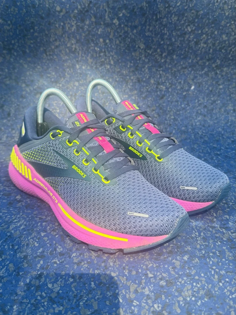 Brooks Adrenaline GTS Women's Running Shoes - Navy with Pink and Neon Yellow - Picture 1 of 7